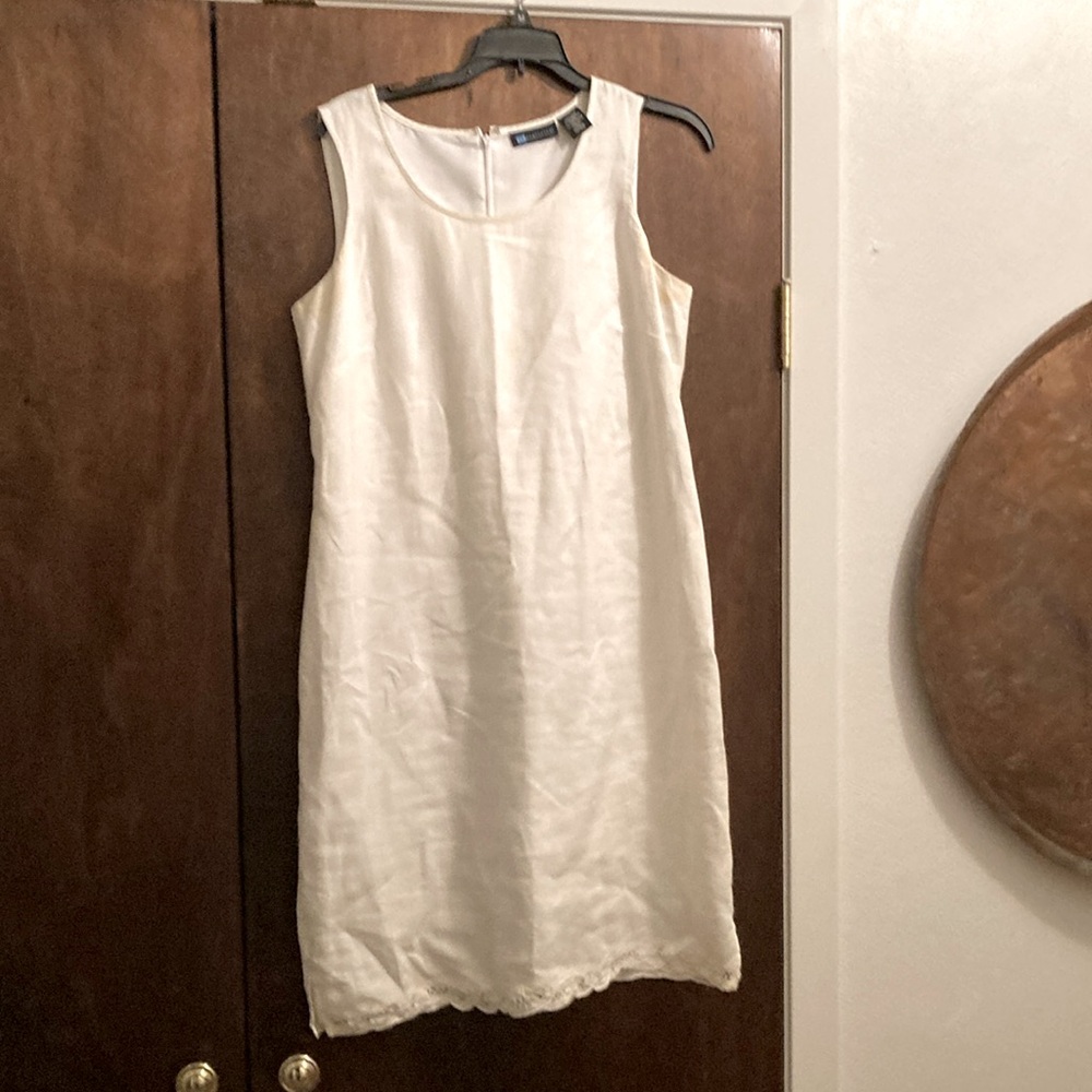 Relativity, linen  Cream Sleeveless Dress